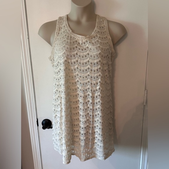 Solitaire lightweight sheer cream dress swimsuit cover for layering size L #1834 - Picture 1 of 8